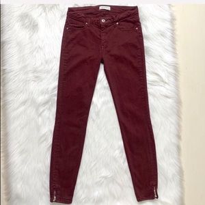 2/$20🌸 Zara Zipper Ankle Burgundy Skinny Jeans